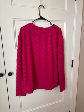 Women’s Textured Long Sleeve Top - Hot Pink